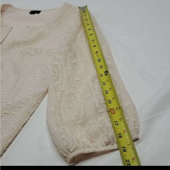 M TALBOTS OFF WINTER WHITE SWISS DOT STYLE 3/4 SLEEVE TOP medium - Picture 5 of 9
